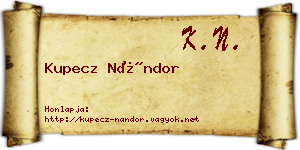 Kupecz Nándor névjegykártya